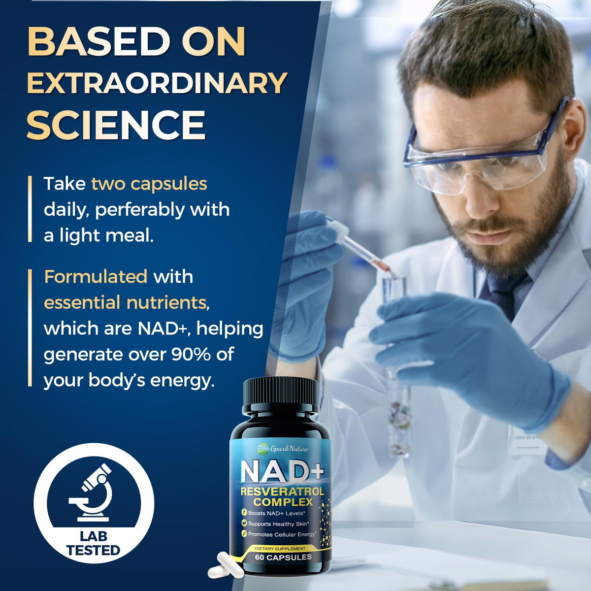 GparkNature NAD+ Supplement with Resveratrol and CoQ10 ingredients