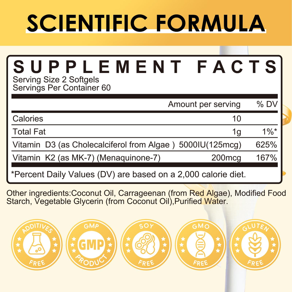GPGP GreenPeople Vitamin D3 K2 Supplement 5000 IU softgel capsule