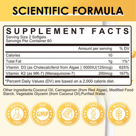 GPGP GreenPeople Vitamin D3 K2 Supplement 5000 IU softgel capsule