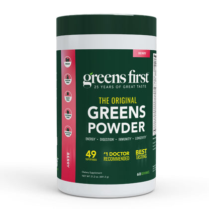 Greens First Original Greens Powder Berry flavour front view