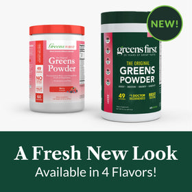 Greens First Original Greens Powder Berry flavour mixed in water