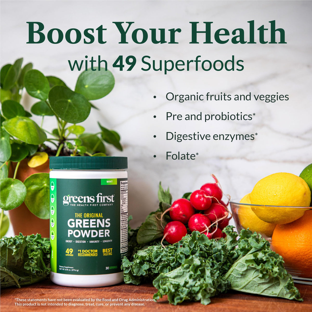 Greens First Original Greens Powder Berry flavour packaging