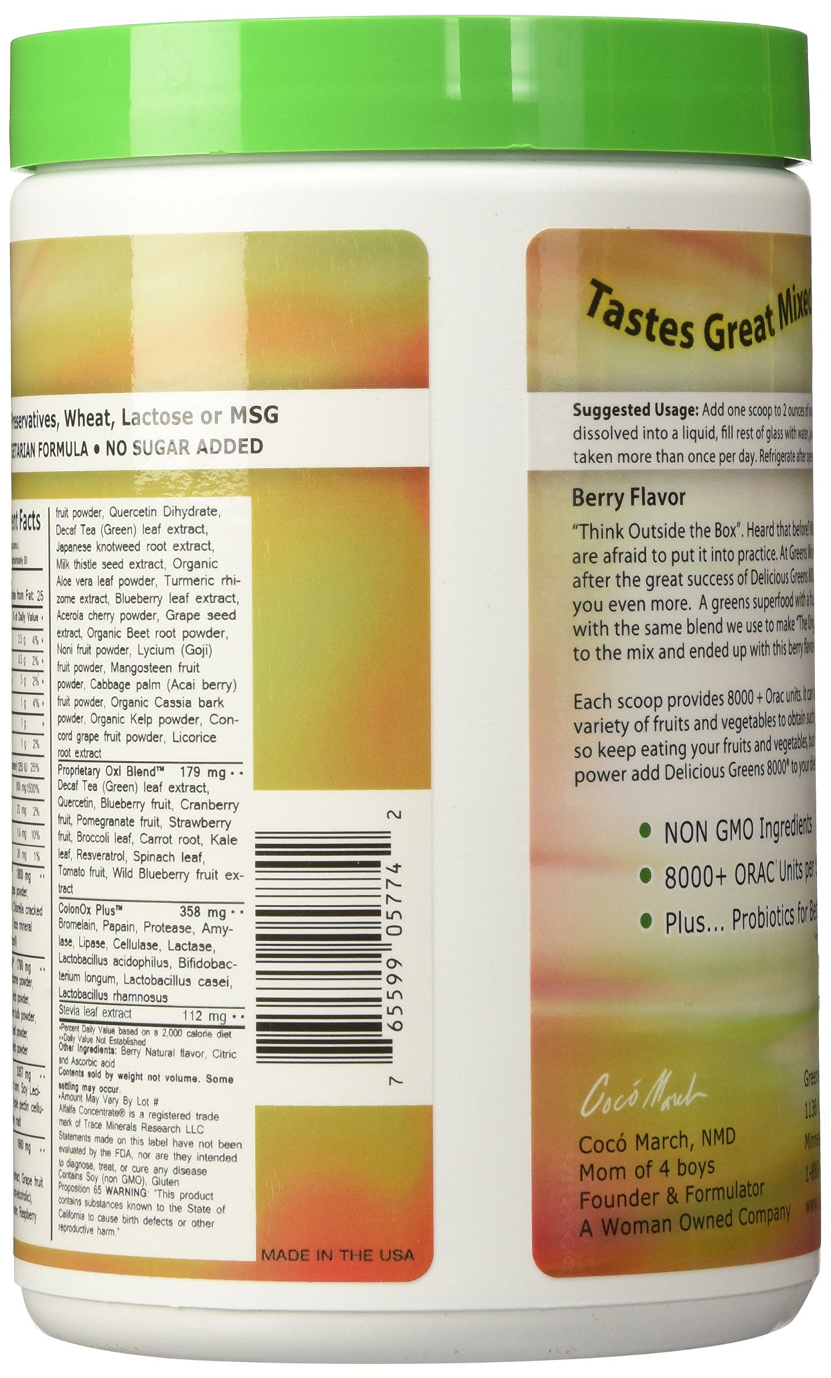 Greens World 8000 Delicious Greens 8000 Berry powder scoop