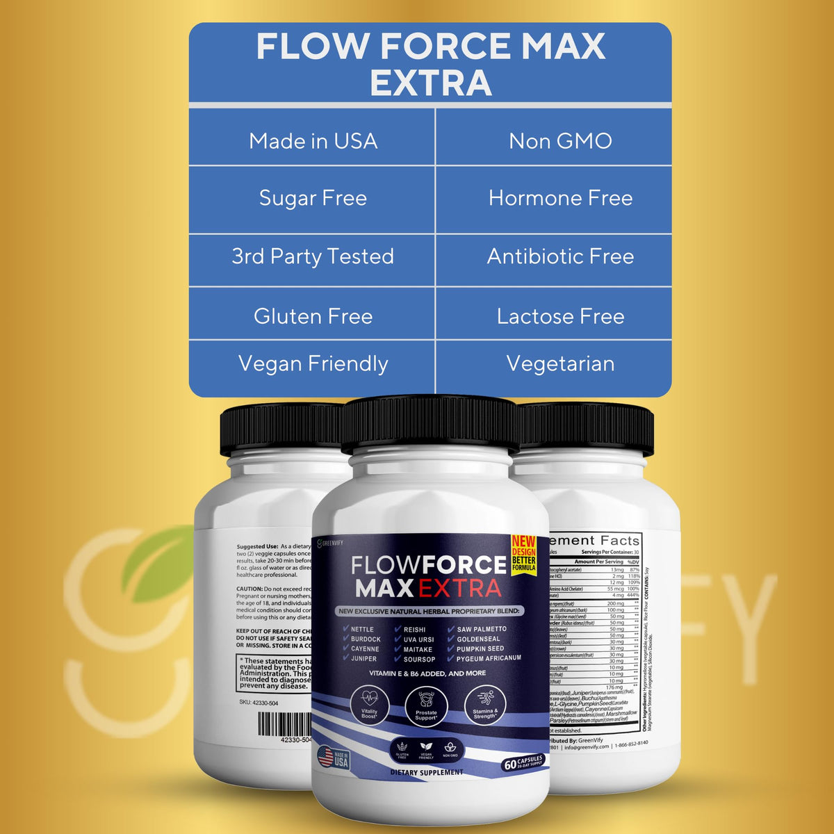 GRENVIFY Flow Force Max Extra Capsules on a wooden table
