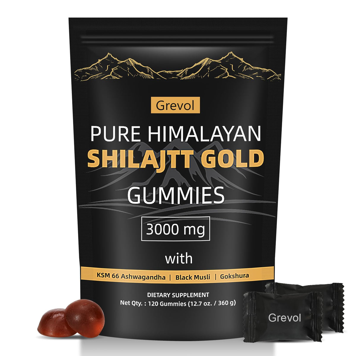 Grevol Himalayan Shilajit Gummies front view packaging
