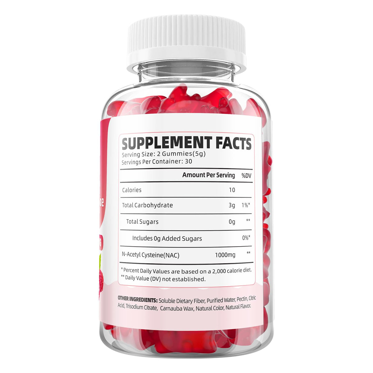 GrnLife NAC Gummies with a background of fresh raspberries