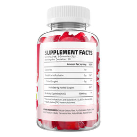 GrnLife NAC Gummies with a background of fresh raspberries