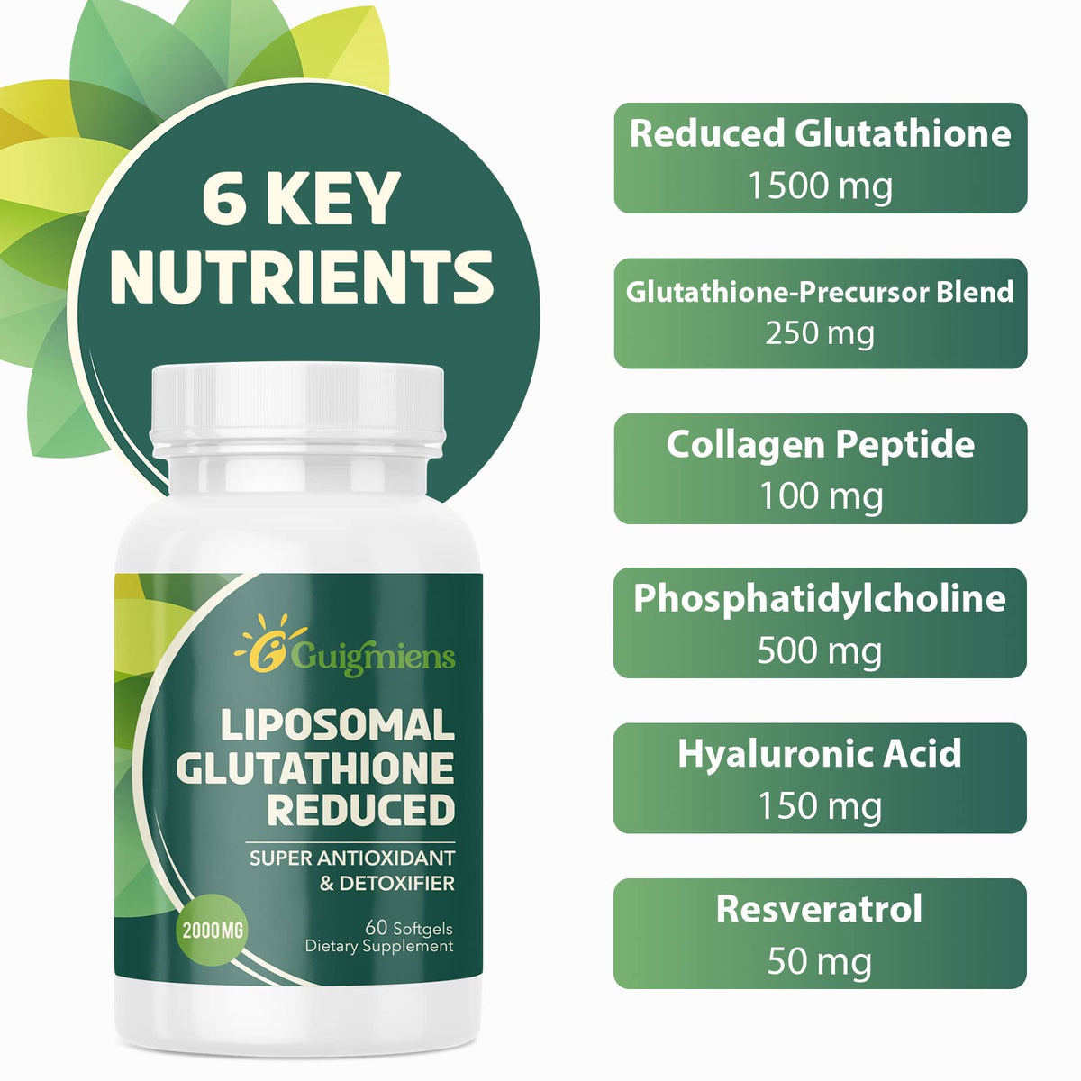 Guigmiens Liposomal Glutathione 2000 MG ingredients list