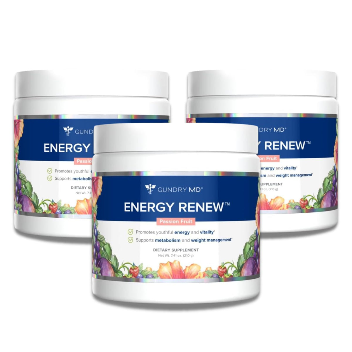 Gundry MD Energy Renew Supplement Passion Fruit Powder front view
