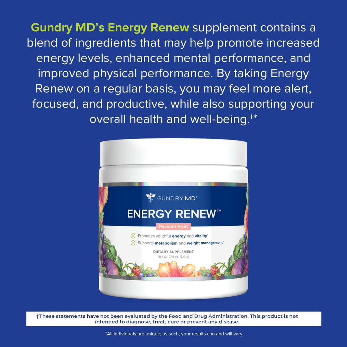 Gundry MD Energy Renew Supplement Passion Fruit Powder side view