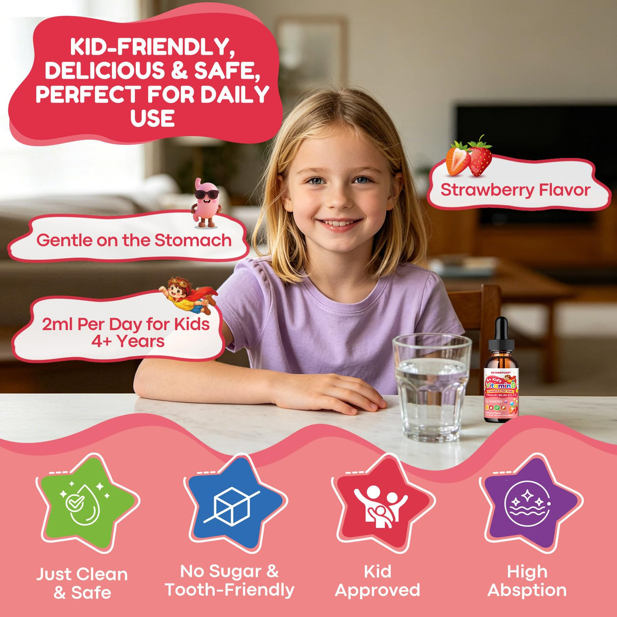 GZ HAOYUAN Vitamin B Complex for Kids 2 fl oz Strawberry ingredients list