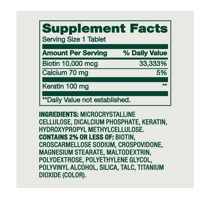 H4U Extra Strength Biotin Plus Keratin 60 count bottle side view