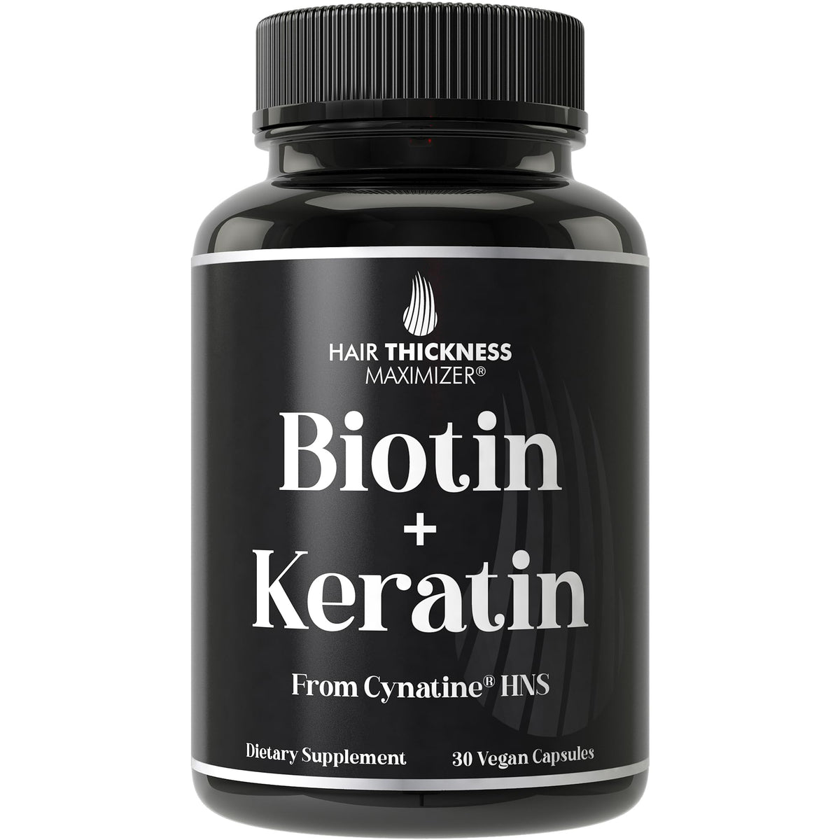 Hair Thickness Maximizer Keratin Cynatine HNS + Biotin capsule bottle front view
