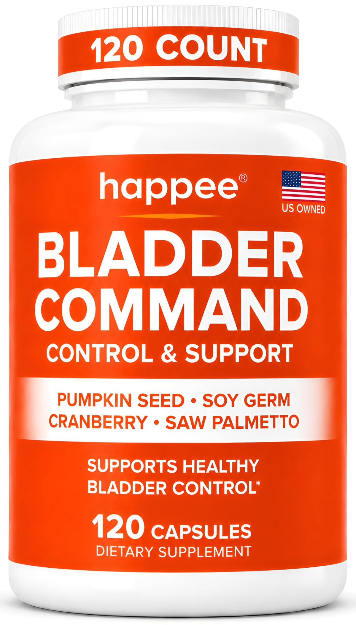Happee Bladder Control Supplement front view with packaging