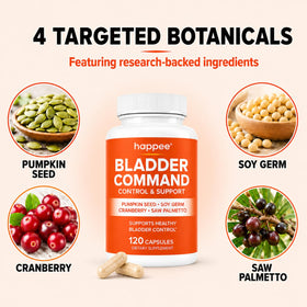 Happee Bladder Control Supplement side view showing capsule details