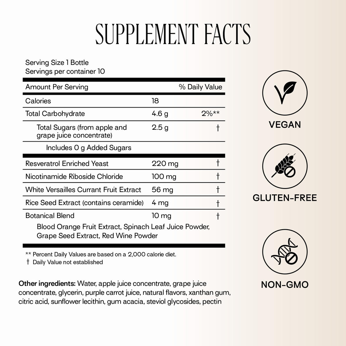 Happy Aging Liquid NAD+ Resveratrol Supplement shot bottle close-up