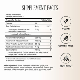 Happy Aging Liquid NAD+ Resveratrol Supplement shot bottle close-up