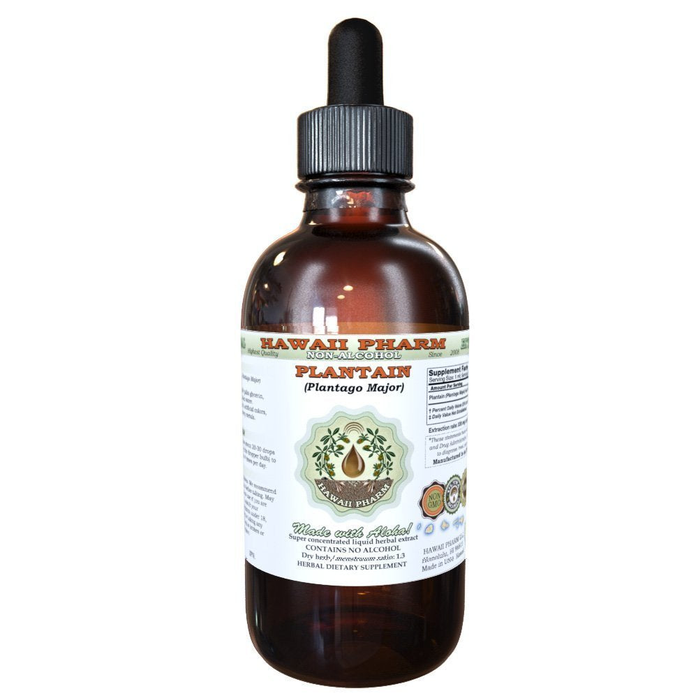 Hawaii Pharm Plantain Alcohol-Free Liquid Extract 2 fl. oz front view