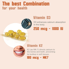 Health Dose Vitamin D3 + K2 Supplement nutritional information