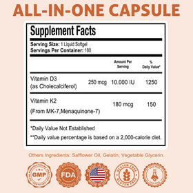 Health Dose Vitamin D3 + K2 Supplement softgel close-up