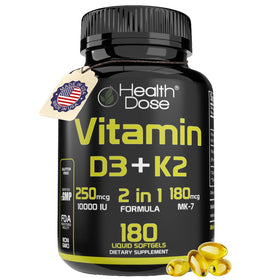 Health Dose Vitamin D3 + K2 Supplement softgel front view