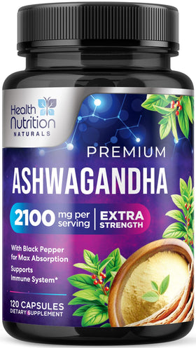 Health Nutrition Naturals Ashwagandha Supplements bottle front view