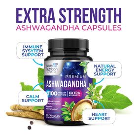 Health Nutrition Naturals Ashwagandha Supplements with black pepper