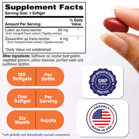 Health Thru Nutrition Trans Lutein 180 softgels bottle side view