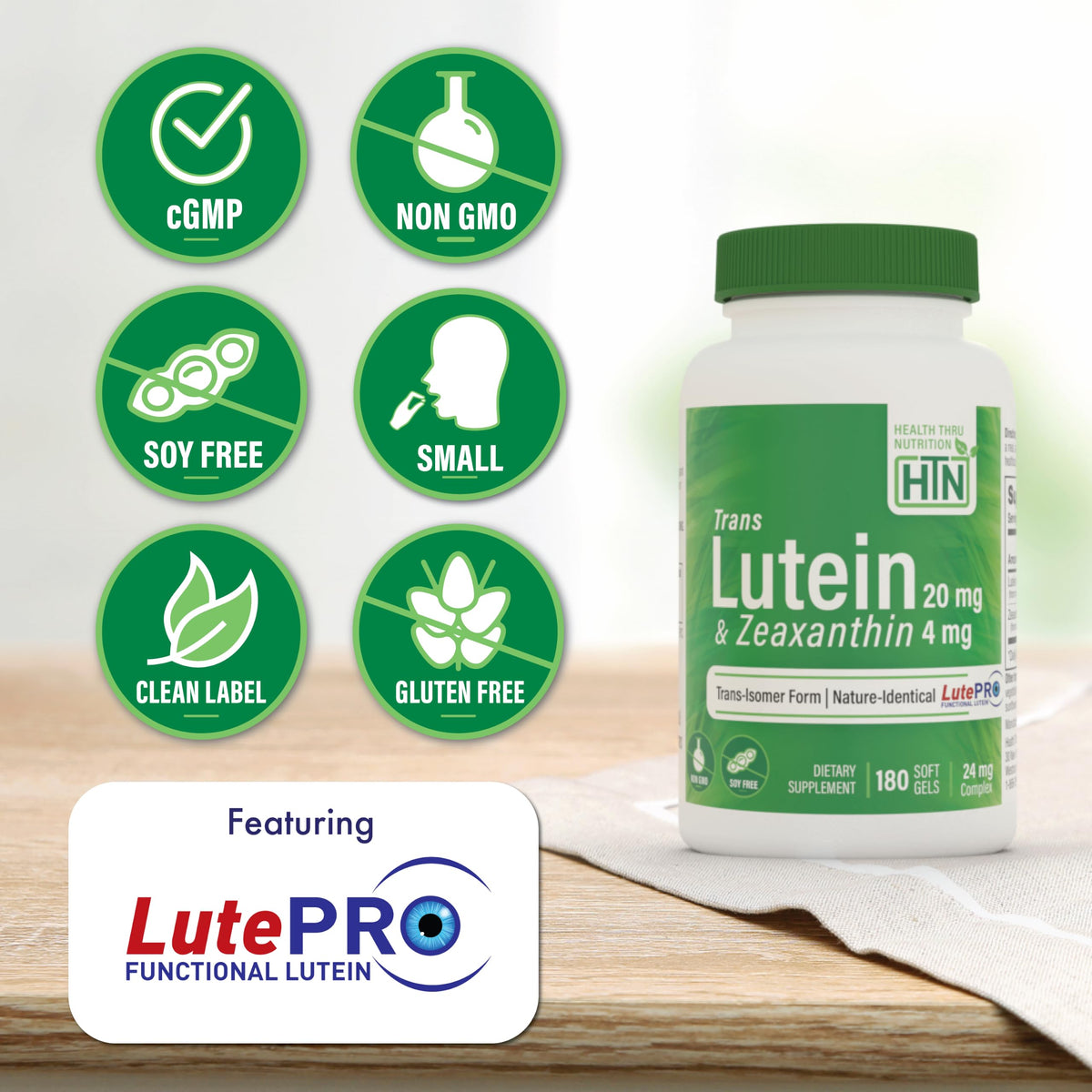 Health Thru Nutrition Trans Lutein 20mg softgel close-up