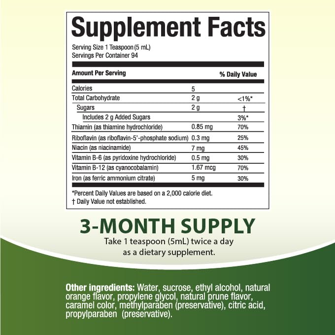 HealthA2Z Liquid Vitamin B-Complex Plus Iron label close-up