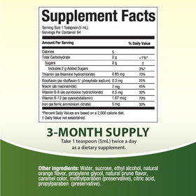 HealthA2Z Liquid Vitamin B-Complex Plus Iron label close-up