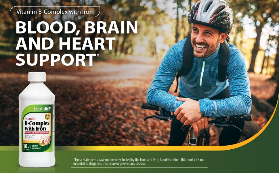 HealthA2Z Liquid Vitamin B-Complex Plus Iron with orange slices