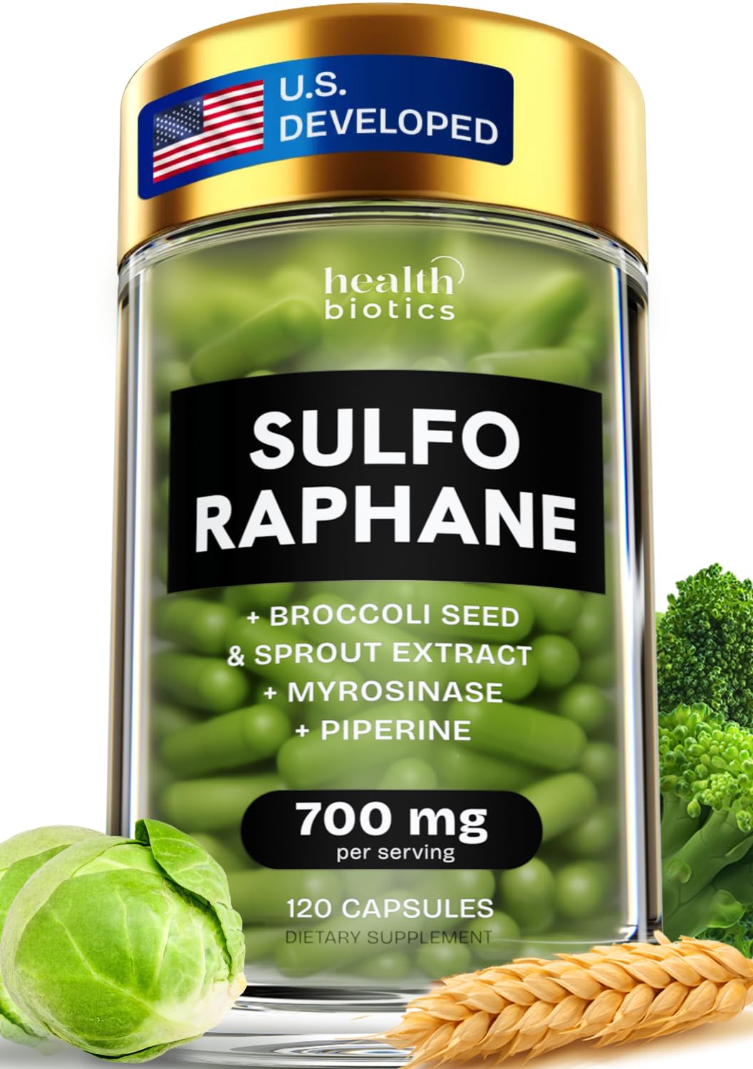 Healthbiotics Sulforaphane Supplement 120 pills front view