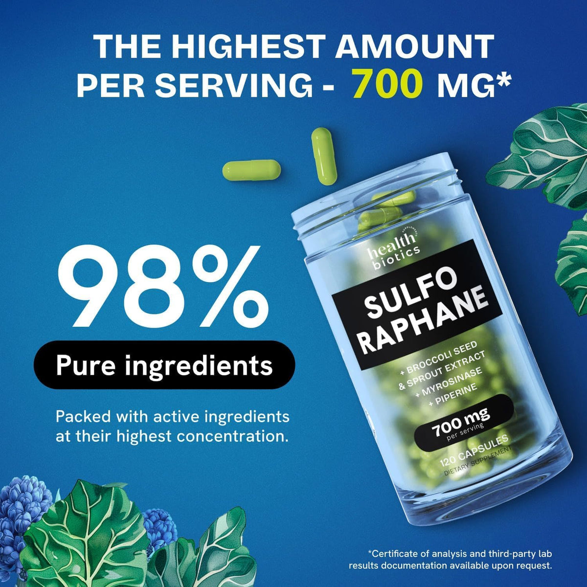Healthbiotics Sulforaphane Supplement bottle side view