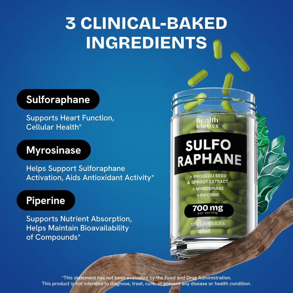 Healthbiotics Sulforaphane Supplement capsules close-up