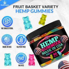 Healthergize Hemp Gummies displayed with other wellness supplements
