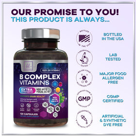 Hello Lovely! B Complex Vitamin Supplement capsules on a wooden table