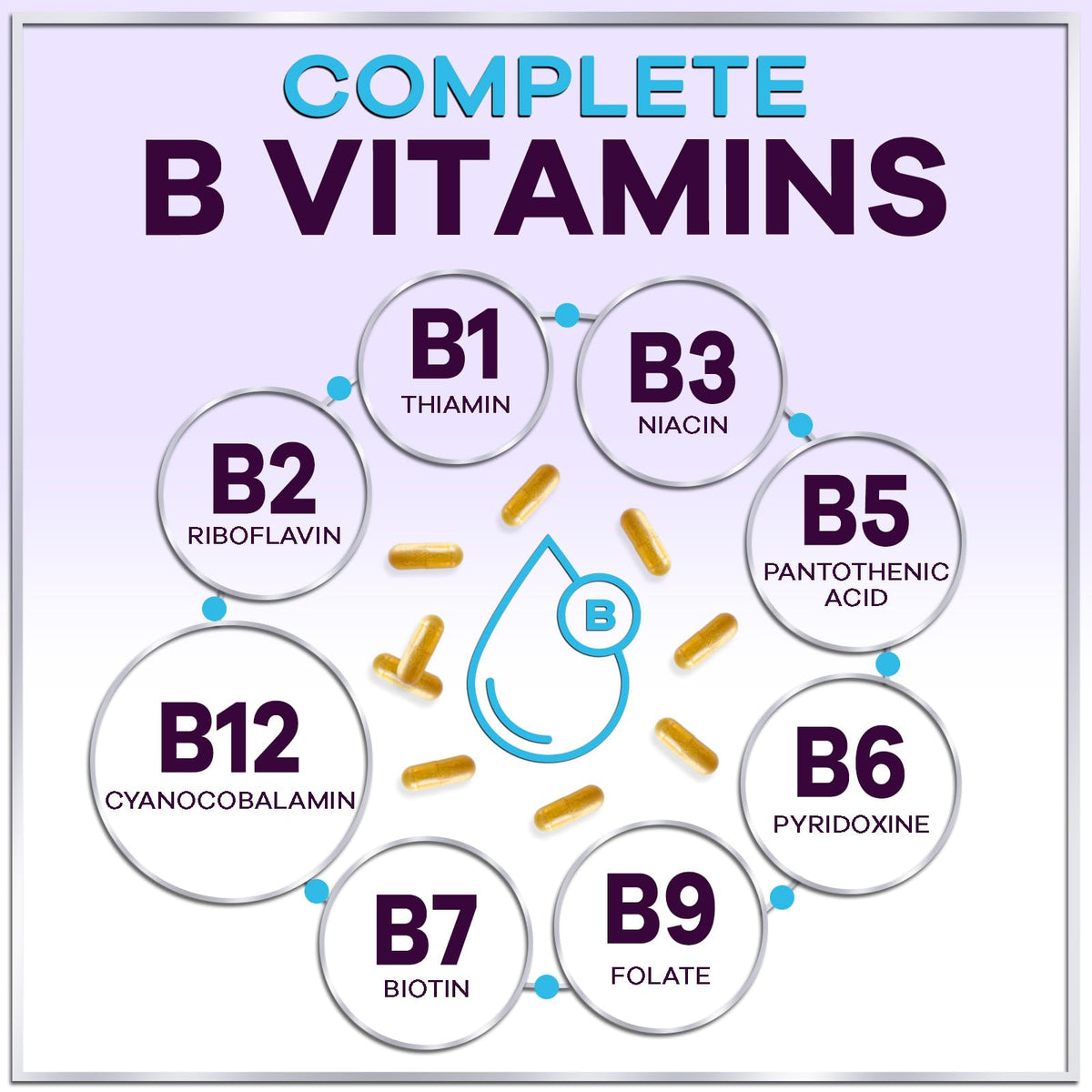 Hello Lovely! B Complex Vitamin Supplement with a measuring spoon