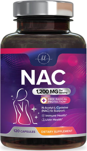 Hello Lovely! NAC Supplement bottle front view with 120 capsules