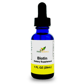 Herb-Science Liquid Biotin B7 1 oz blue cobalt glass bottle front view