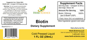 Herb-Science Liquid Biotin B7 1 oz sublingual drops with dropper