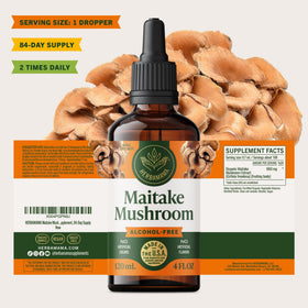 HERBAMAMA Maitake Mushroom Extract back view with dosage instructions