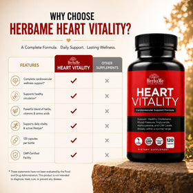 HerbaMe daily wellness Supplement bottle on a wooden table