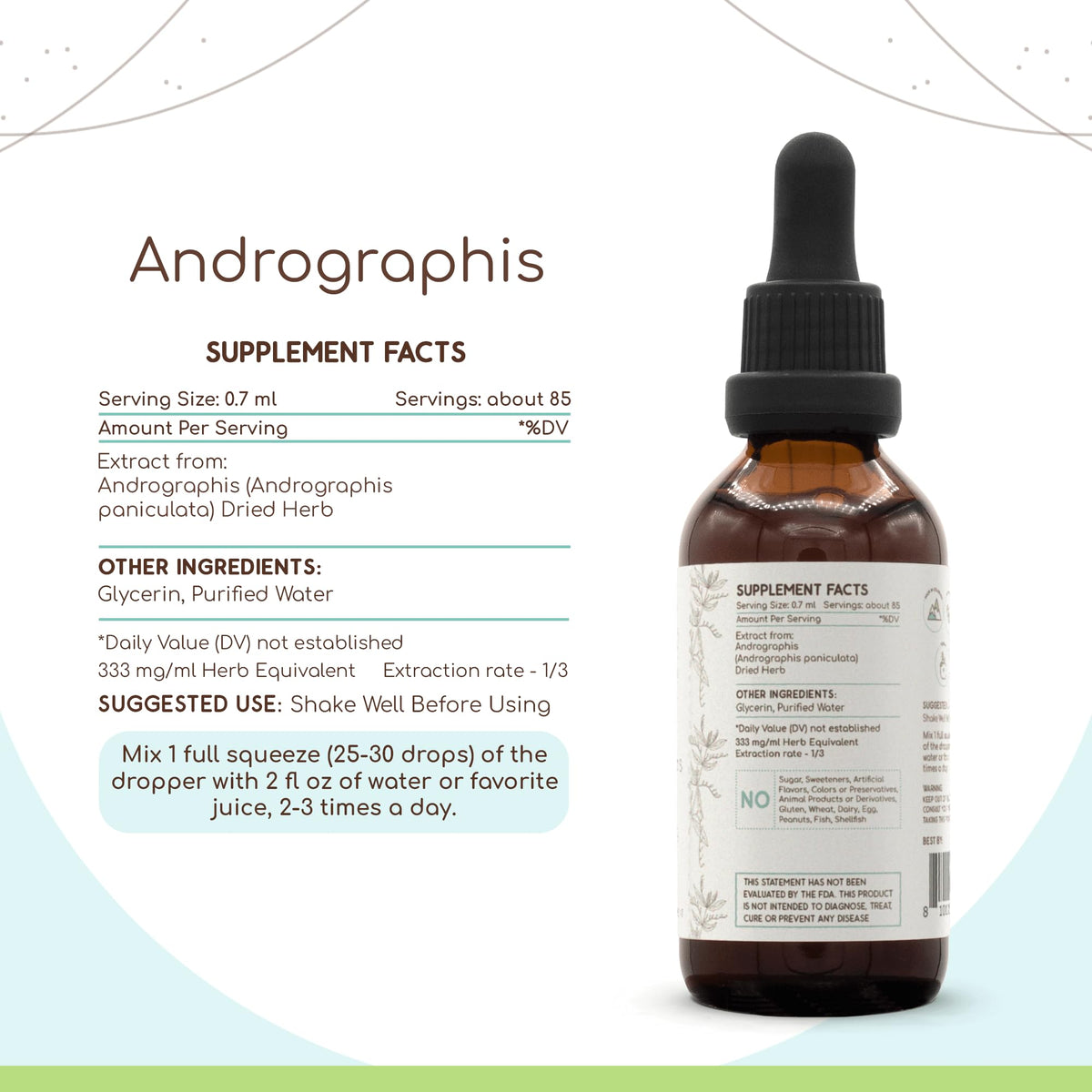HerbEra Andrographis tincture label showing ingredients