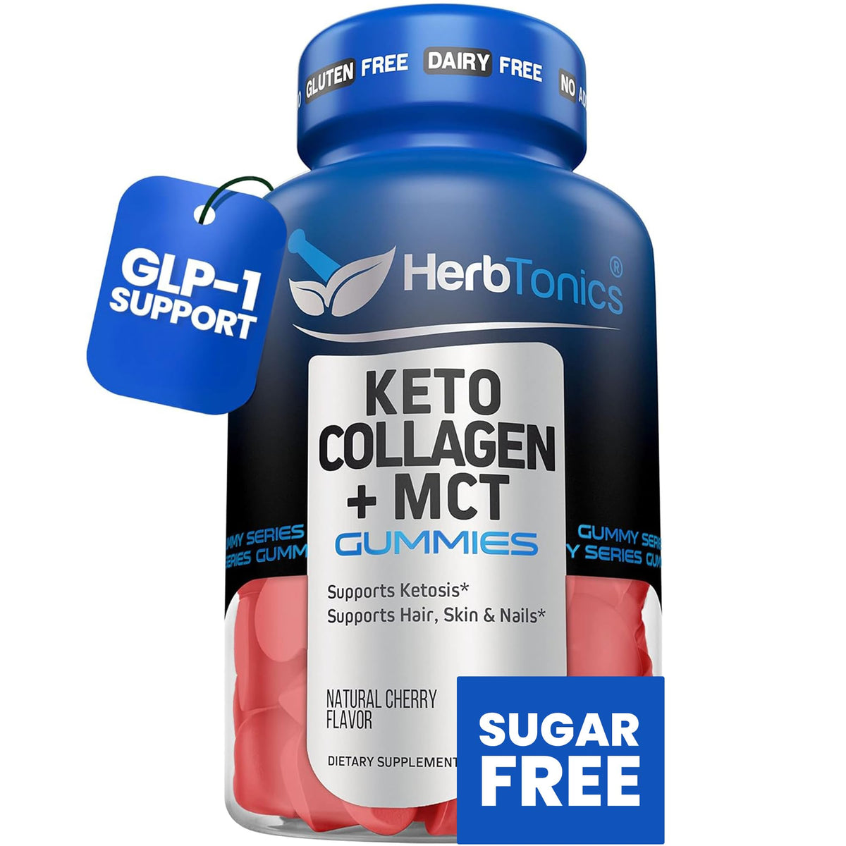 Herbtonics Keto Gummies front view with cherry flavour packaging