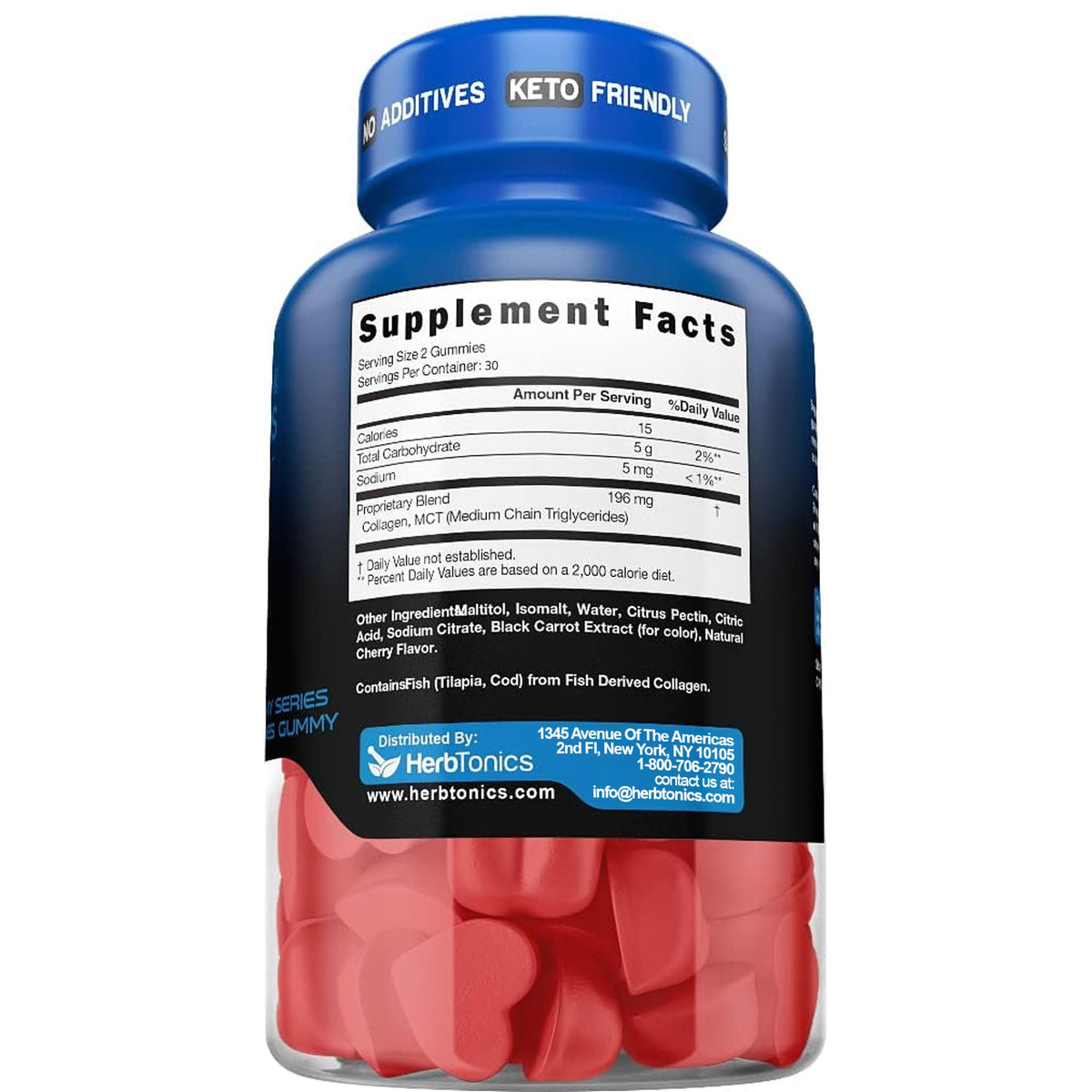Herbtonics Keto Gummies packaging with nutritional information