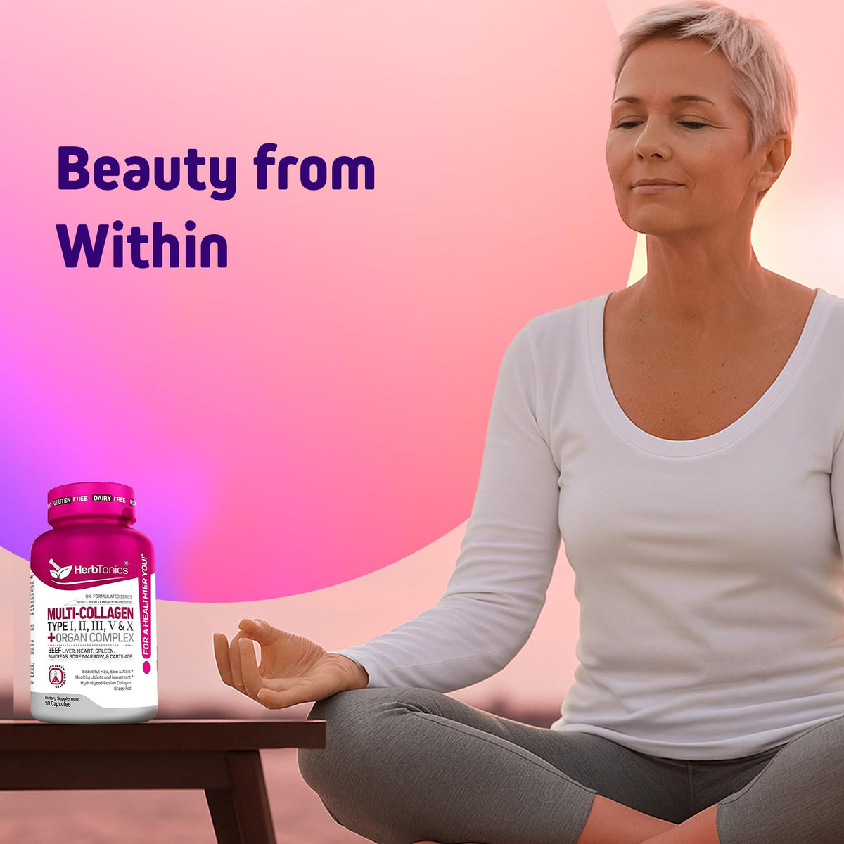 Herbtonics Multi Collagen + Organ Complex Capsules lifestyle shot
