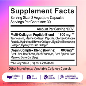 Herbtonics Multi Collagen + Organ Complex Capsules side view