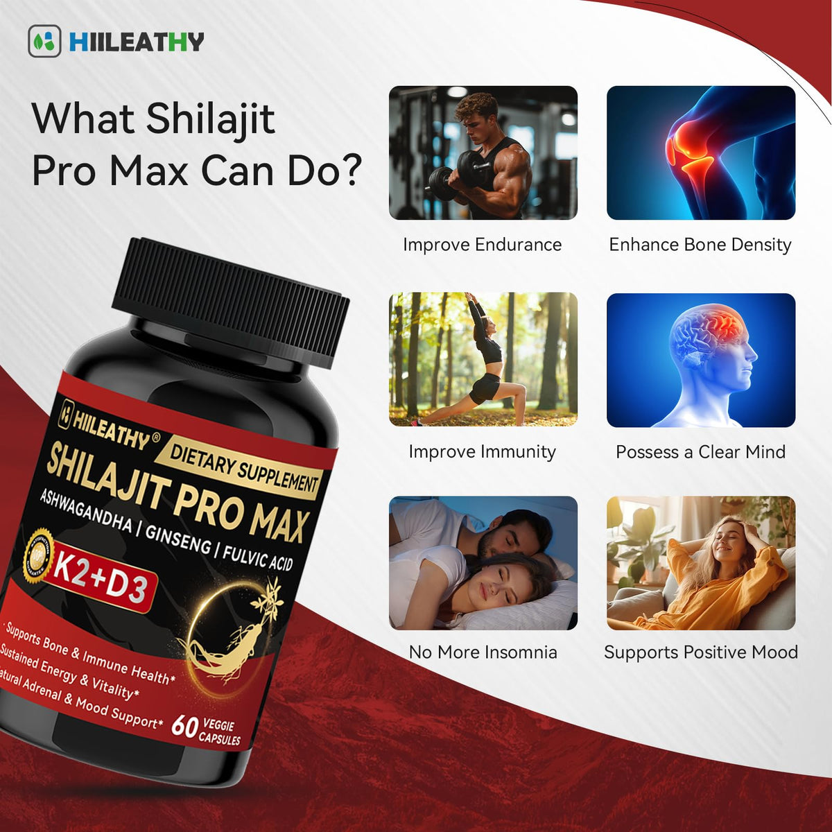 HIILEATHY Shilajit Pro Max capsules on a table
