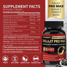 HIILEATHY Shilajit Pro Max nutritional information